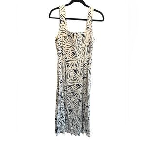 Nicole Miller Womens Linen Blend Sleeveless Shift Dress Leaf Print US 8 White